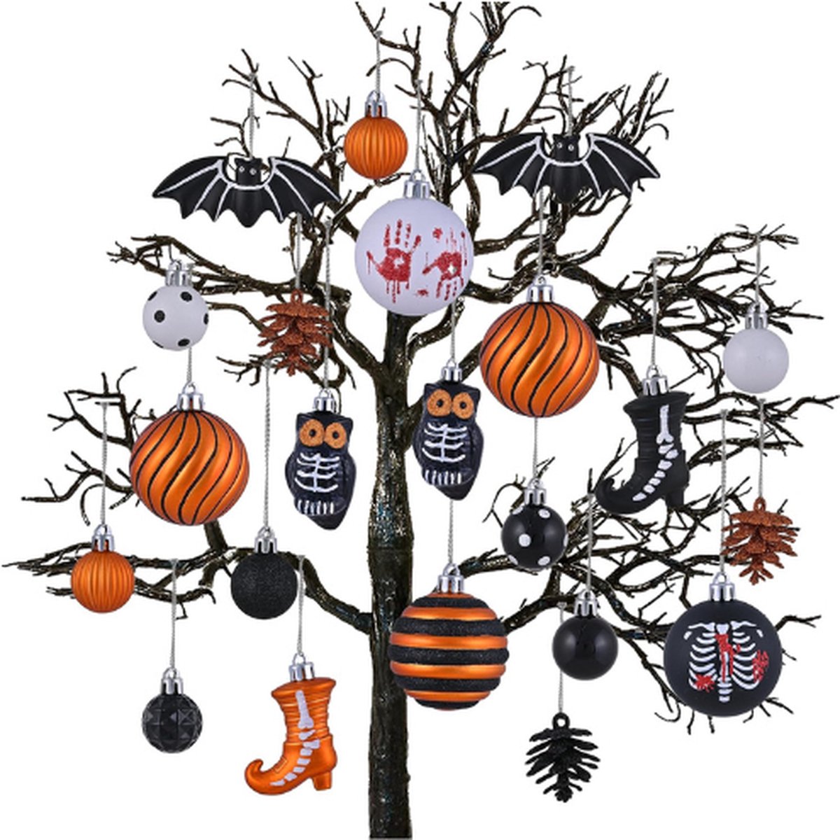40 Stuks Halloween Kerstballen Ornamenten - Onbreekbare Decoraties Met Geesten - Spinnenwebben En Skeletvleermuizen