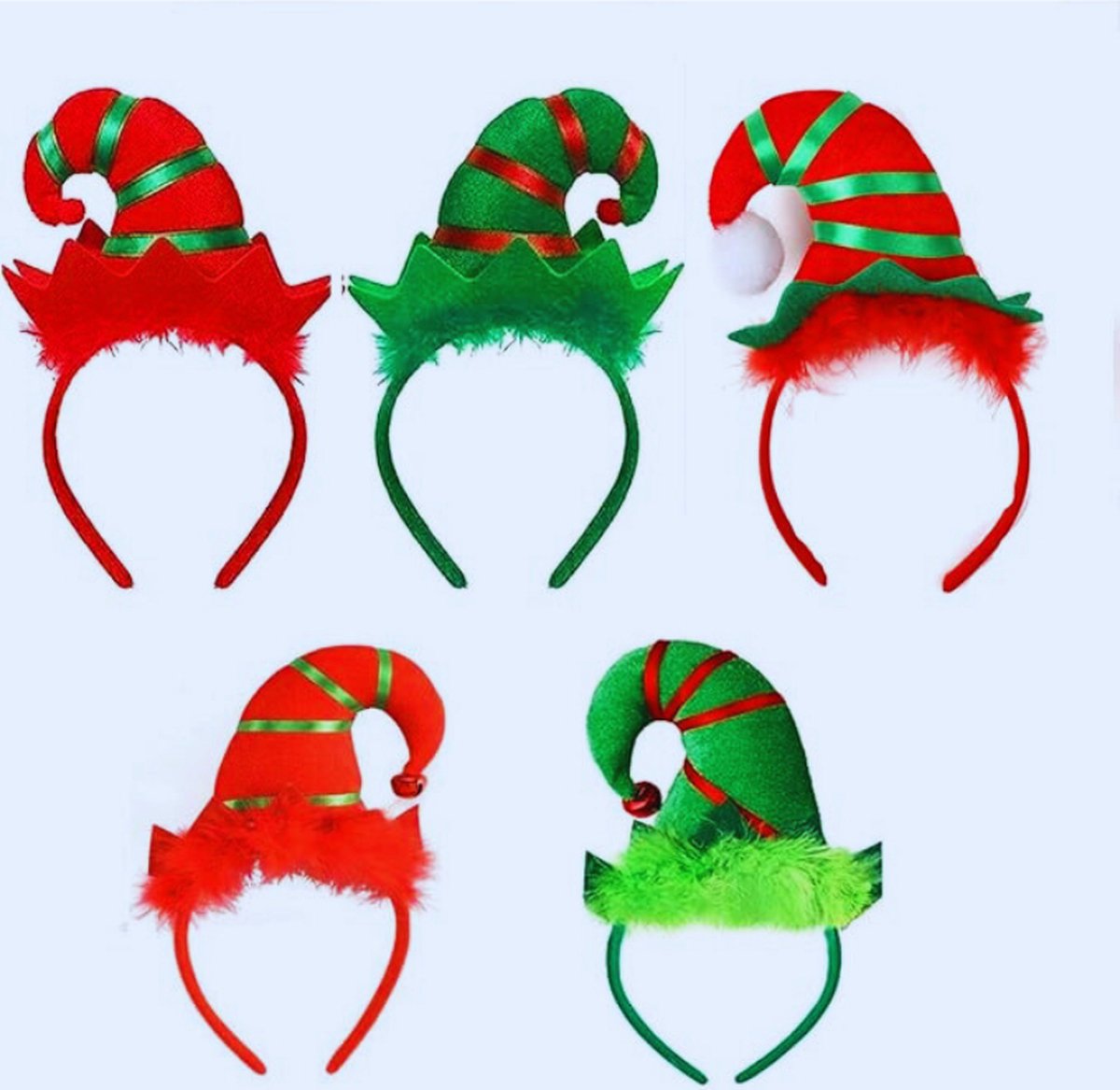 5x Kerst Elf Hoed Haarband Set - Feestelijke Elf Hoepel Accessoires Voor Kerstdecoratie