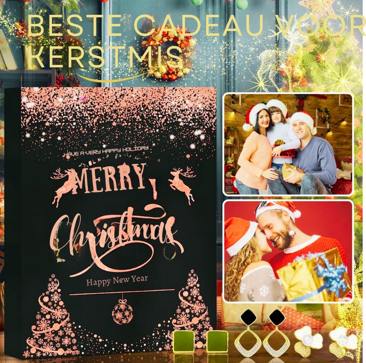 Adventskalender 2024 - Sieraden Voor Vrouwen Meisjes - Kerstkalender Met Armband - Oorbellen En Halsketting - 24 Verrassingen Voor Kerstmis
