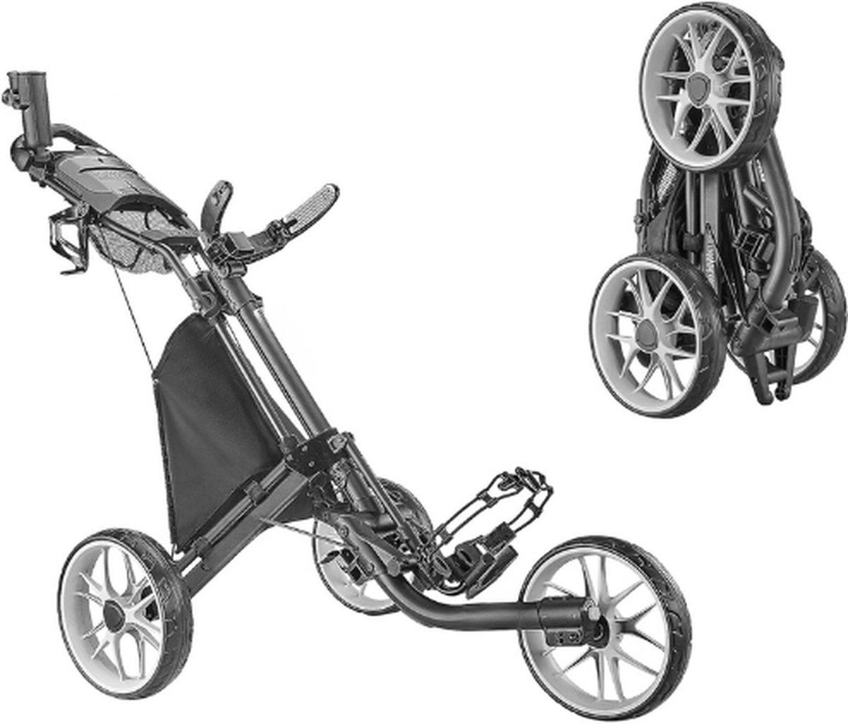 CaddyLite EZ V8 Golfwagen Met 3 Wielen - Opvouwbaar Lichtgewicht Duwkarretje Met Voetrem - Gemakkelijk Te Openen En Te Sluiten