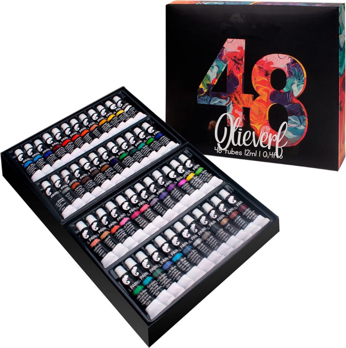 Creatieve Kleurenpracht: Professionele Kantoorverf Set Van 48 x 12 ML Voor Volwassen Kunstenaars