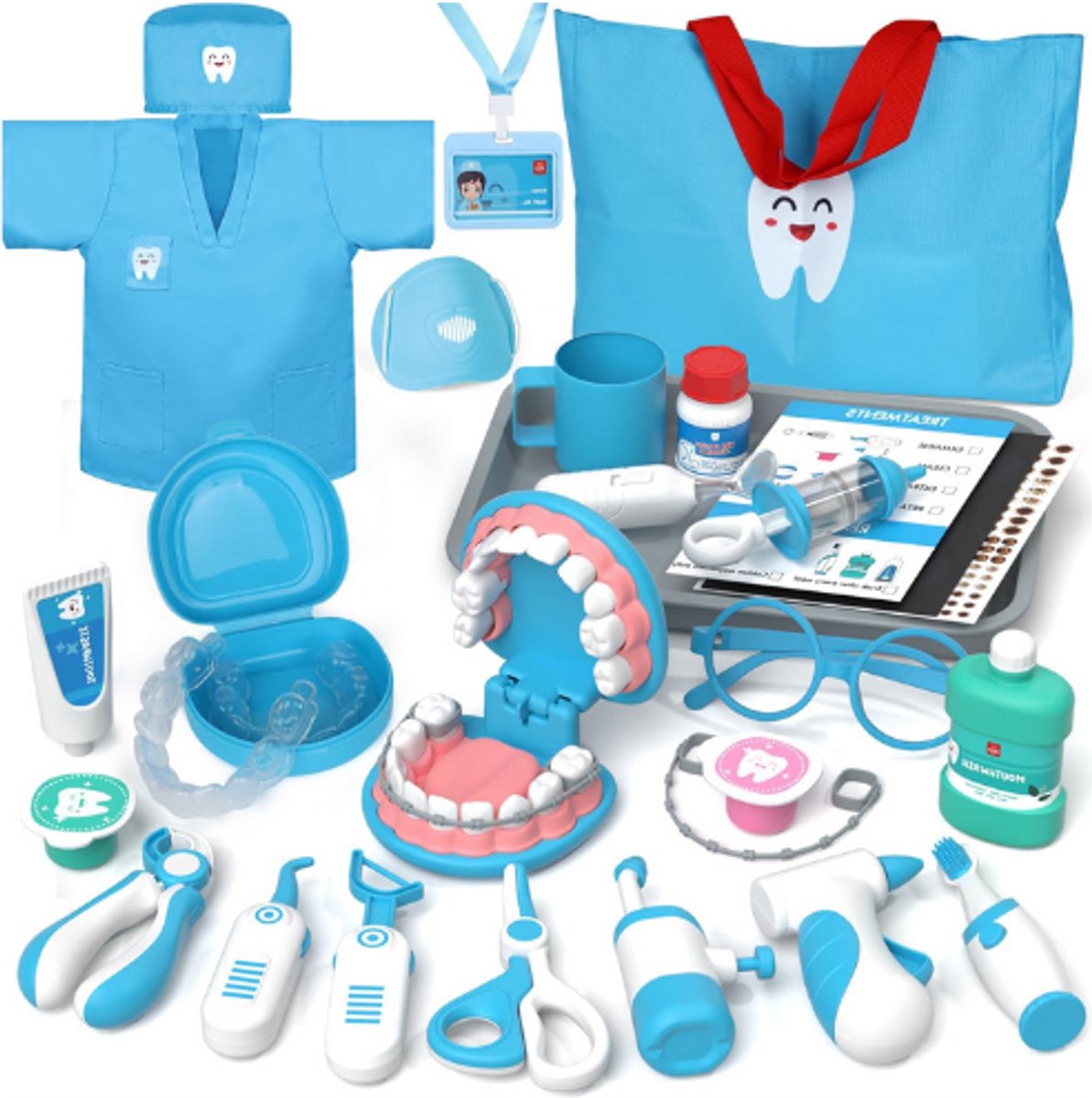 Doktersset Voor Kinderen - Tandartsspeelgoed & Rollenspel - Inclusief Dokterskostuum - Cadeau 3-8 Jaar