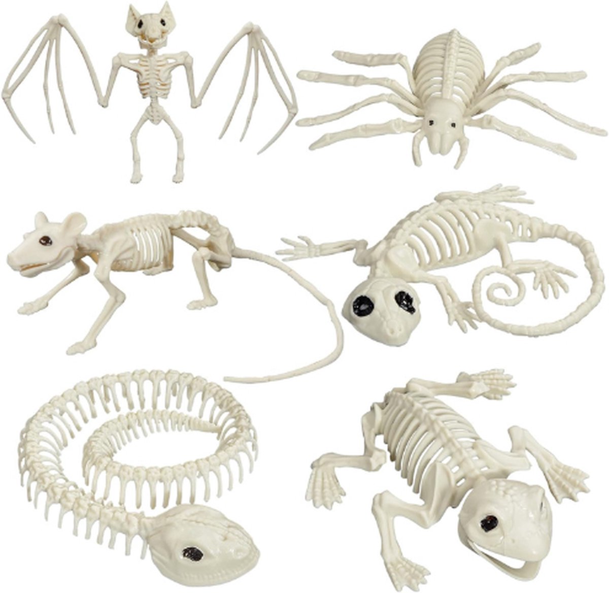 Halloween Dierskelet Set - 6 Stuks Skelet Dieren Voor Binnenplaats Decoratie En Spookhuiss
