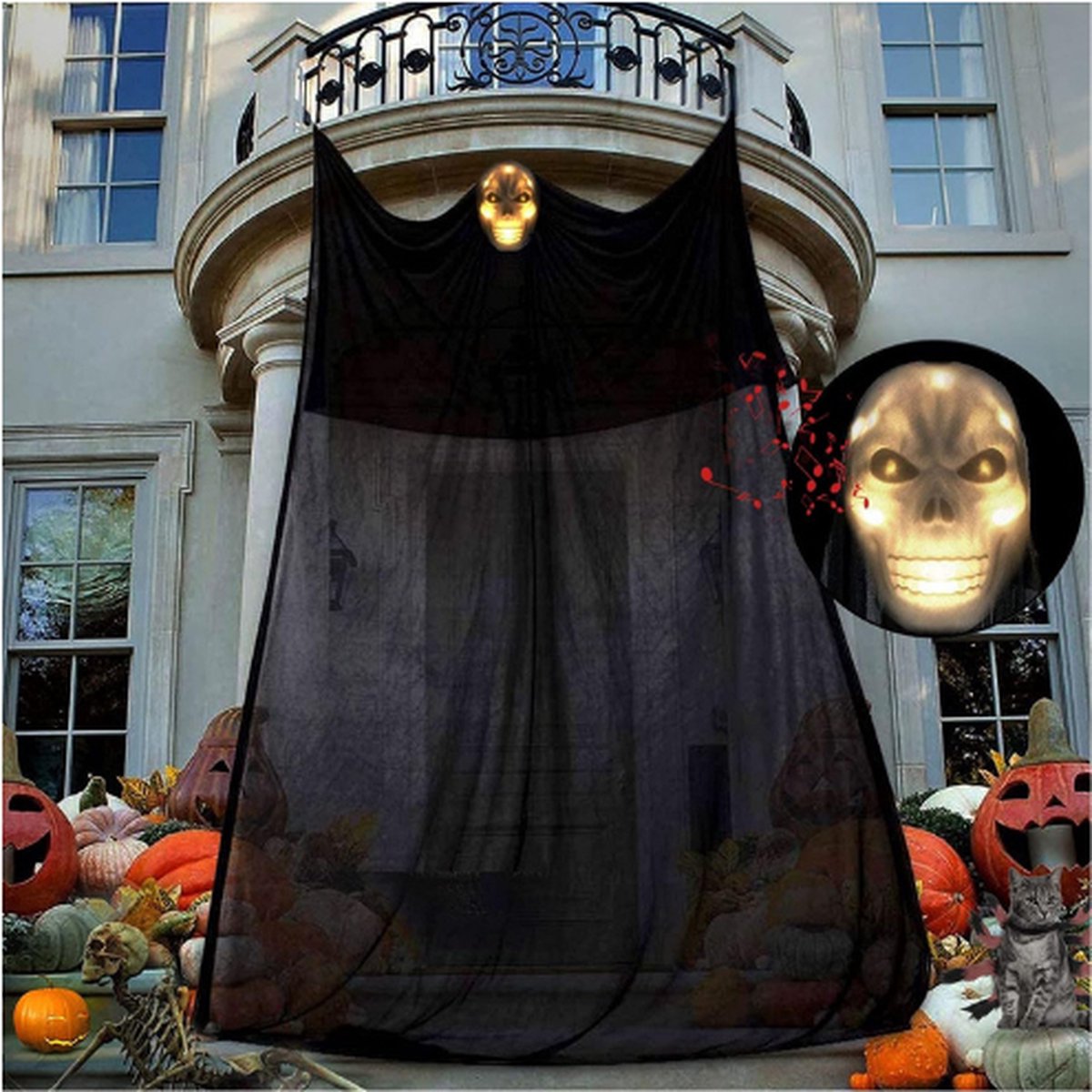 Halloween Hangende Spoken - Halloween Decoratie - Hangende Decoratie - Spookdecoratie - Hangende Grim Reaper Decoratie - Hangend Skelet - Hangende Spook - Hangende Geest - Met LED Licht