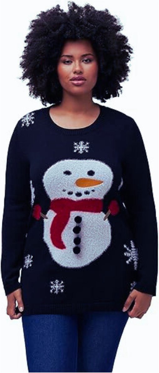 Kersttrui - Sneeuwpop - Ronde - Hals - Lange - Mouwen - Dames - Trui