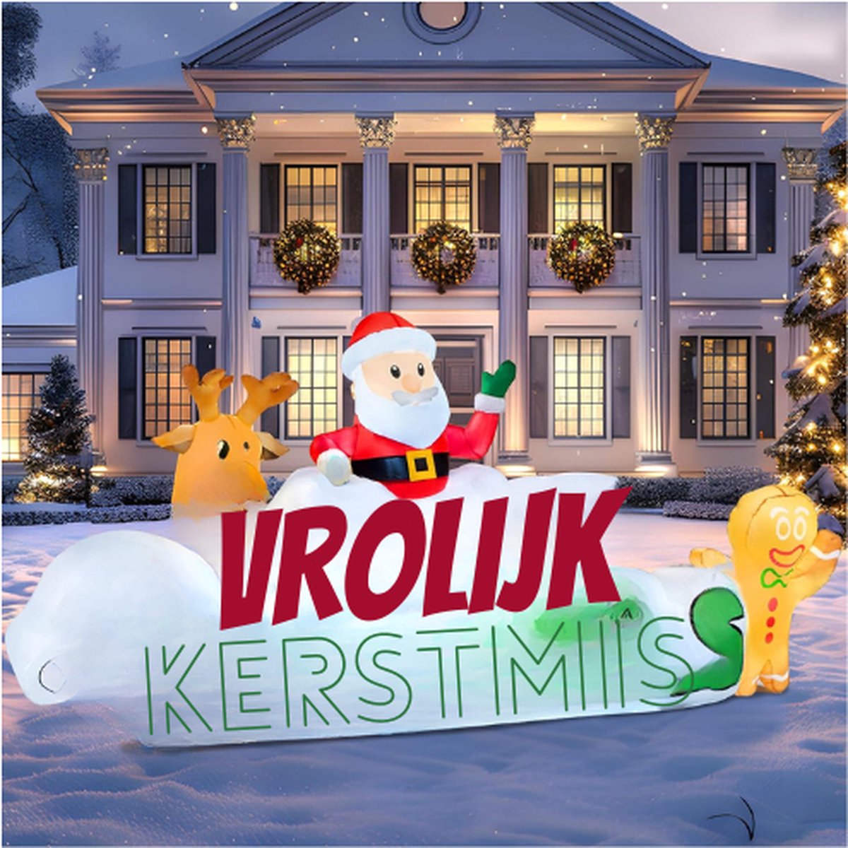 Opblaasbaar Kerstbord Met Ingebouwde LEDs Voor Kerstfeest Binnen En Buiten - Tuin Winterdecoratie - Sfeervolle Verlichting Voor Kerstmis