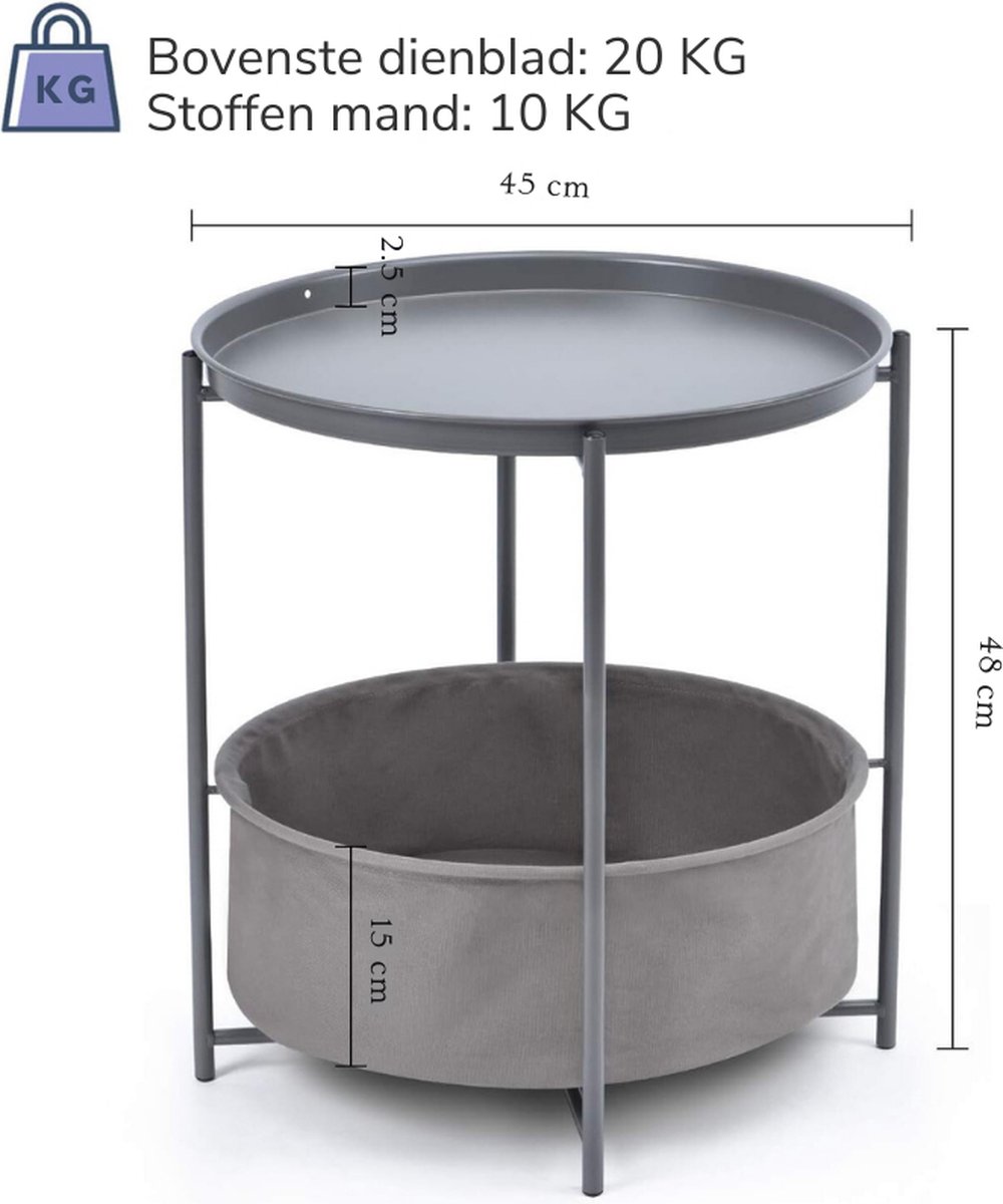 Salontafel - Bijzettafel - Bank - Ronde Dubbellaagse Salontafel - Voor Slaapkamer - Woonkamer