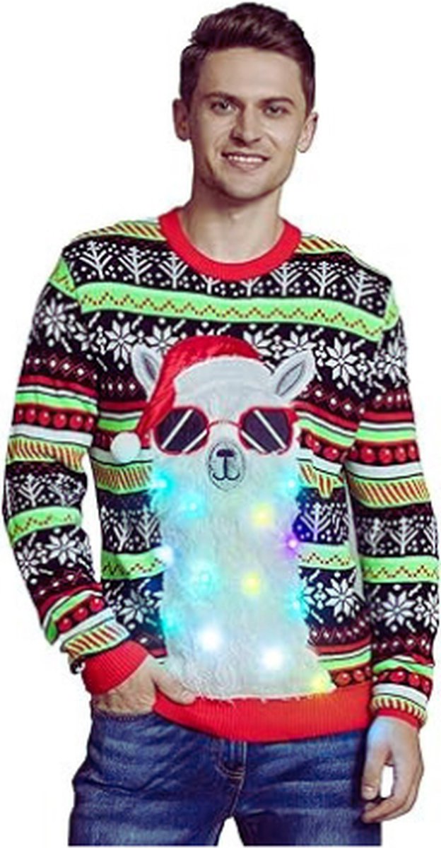 Unisex LED Lichtgevende Lelijke Kersttrui - Heren Trui - Verlichte Kersttrui voor Mannen & Vrouwen