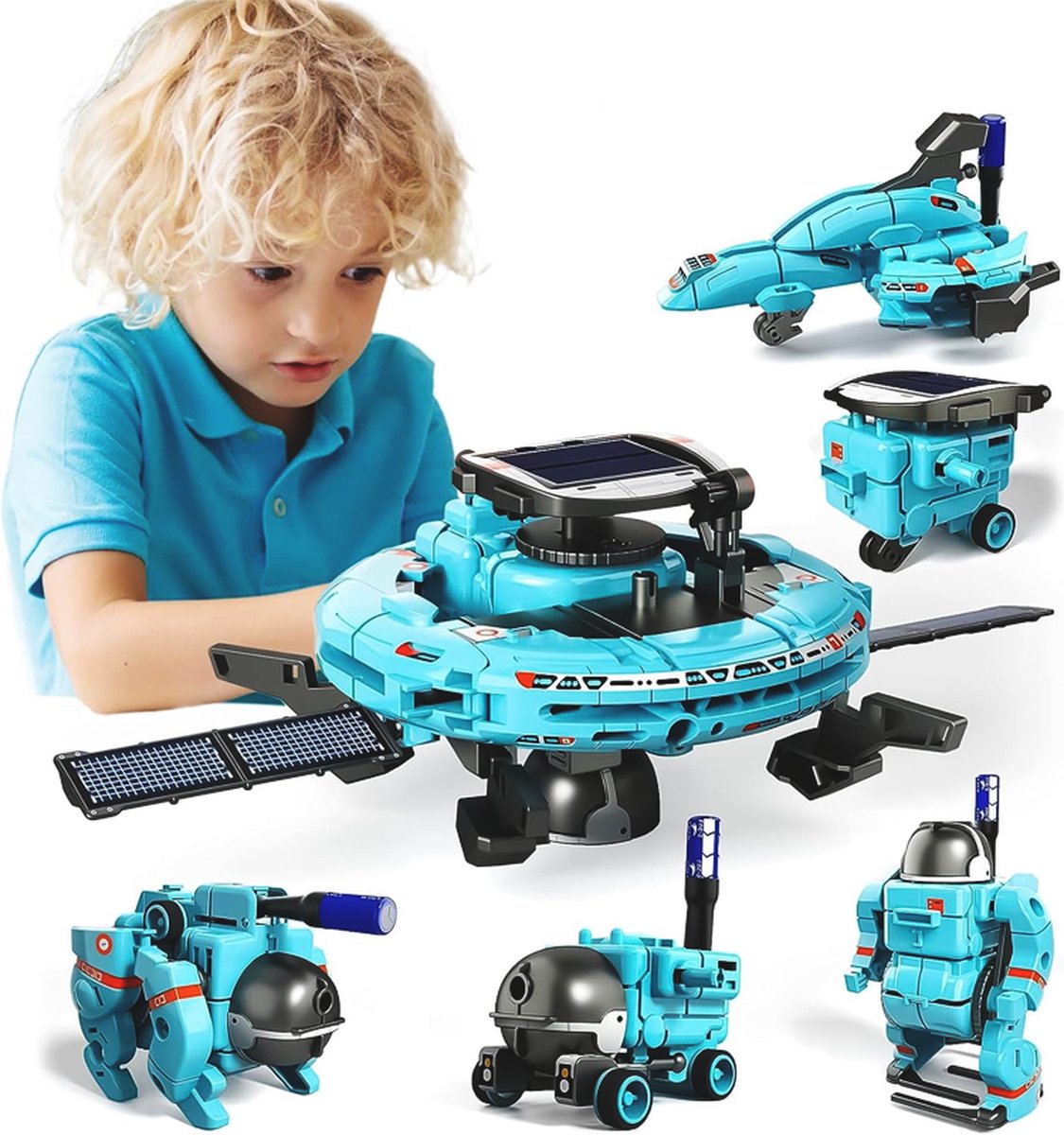 6-In-1 Bouwwetenschap STEM-Kit - Zonne-Robot En Ruimtespeelgoed - Wetenschappelijke Kits Voor Kinderen Van 8 Tot 16 Jaar - Blauw