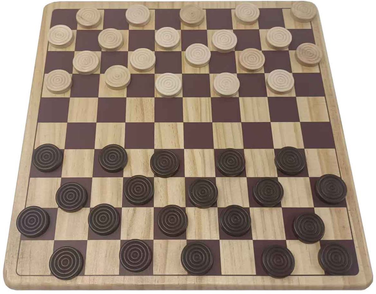 Pegasi Houten dambord met damstenen - Bordspellen - Dambord hout - Bordspellen voor jong en oud - Hout - 29 x 29 cm