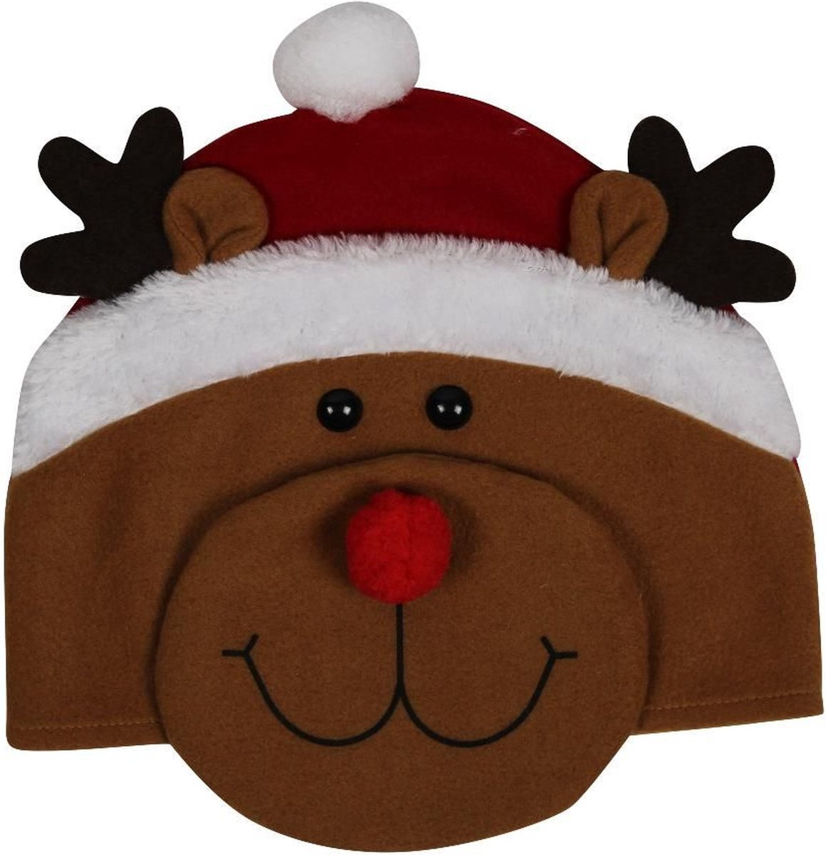 Peha Kerstmuts Rendier 27 X 21 Cm Pluche Bruin/wit