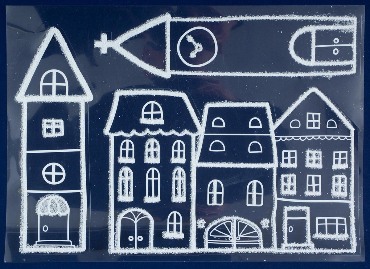 Peha Stickers Huisjes 28,5 X 40 Cm Pvc Wit 3-delig