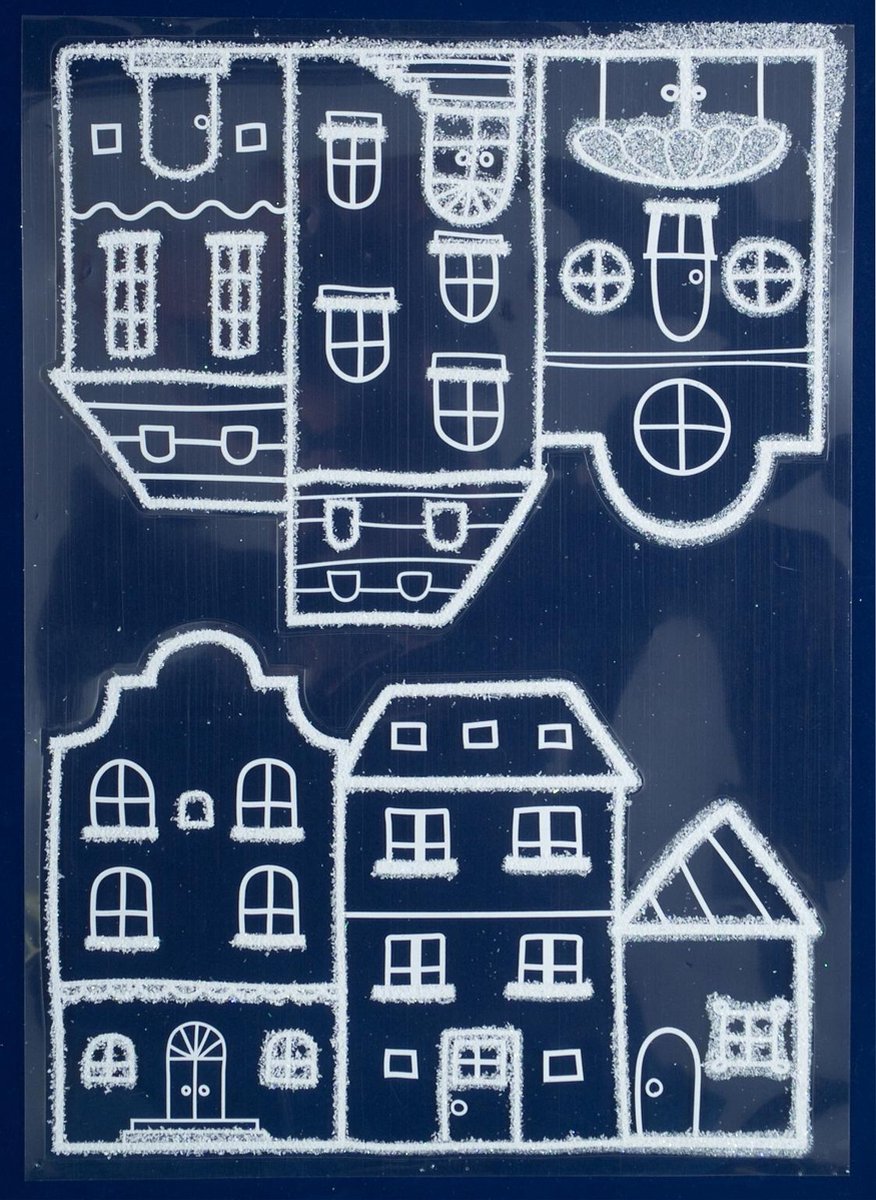 Peha Stickers Huisjes 28,5 X 40 Cm Pvc Wit/blauw 2-delig