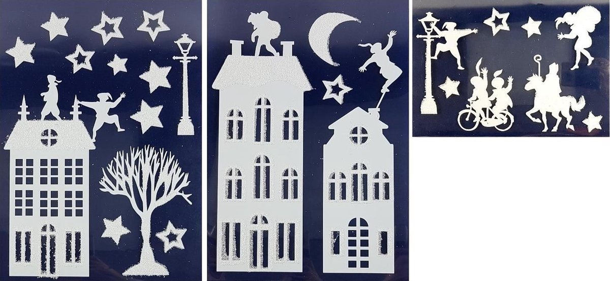 Peha Stickers Sint Met Glitter 28,5 X 40 Cm Wit 3 Stuks