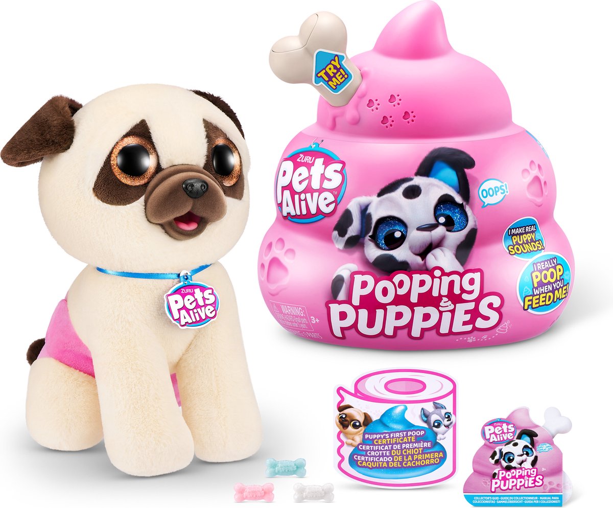 ZURU - Pets Alive - Pooping Puppies - 27cm - Pugs