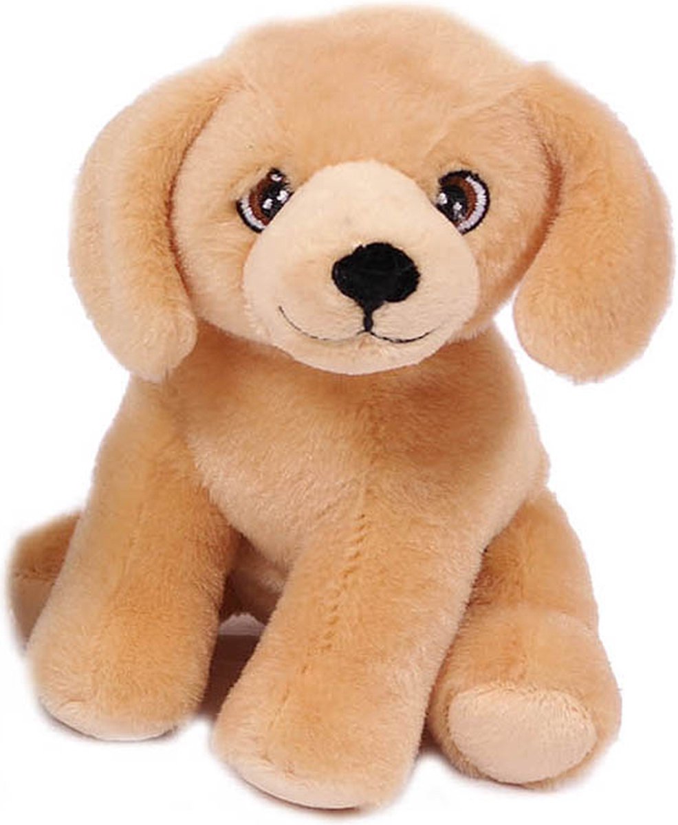Eco Knuffel Beigekleurige Puppie Hond Retreiver - Geborduurde Ogen - 16 cm