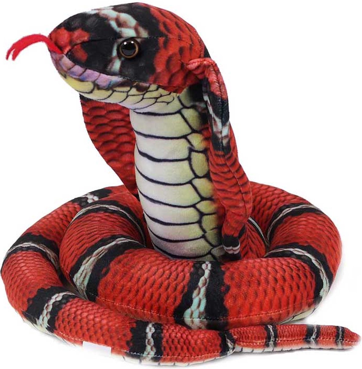 Knuffel Rode Cobra Gestreept - 120 cm