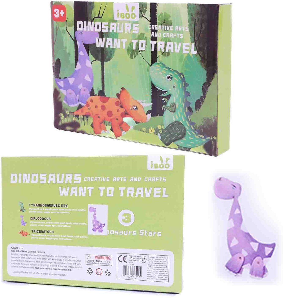 PIA Soft Toys - 3D Dinosaur DIY kit paars - Diplodocus - 23 x 16 x 3 cm