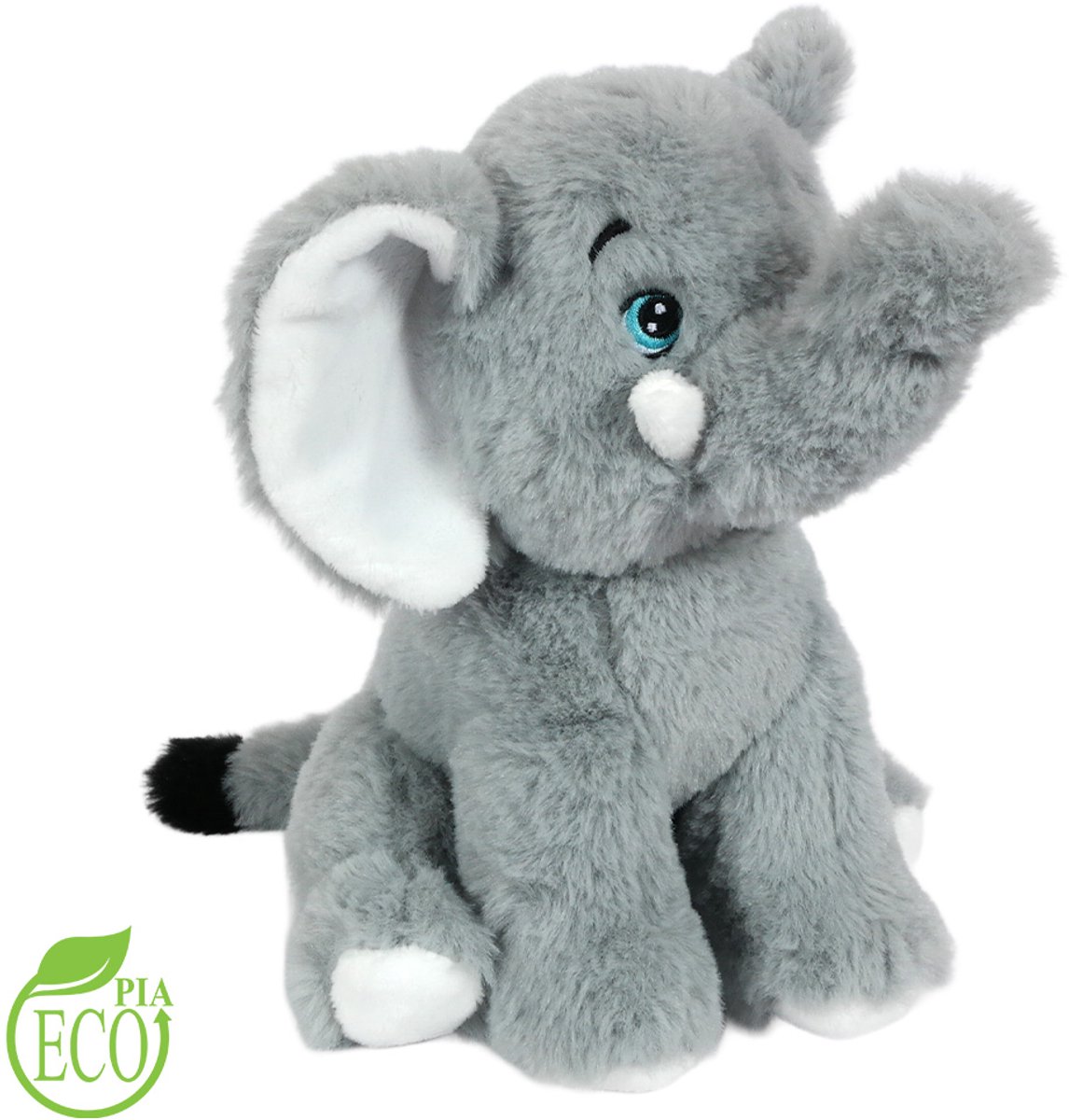 PIA Soft Toys - Eco Knuffel Olifant - zittend - Geborduurde Ogen - 21 cm