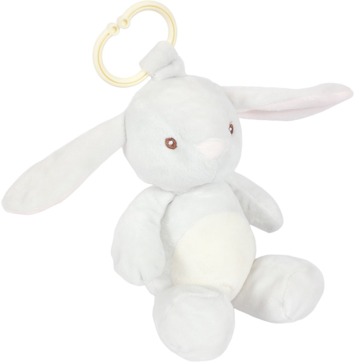 PIA Soft Toys - Pluche konijn met rammelaar - 25 cm - ophangring