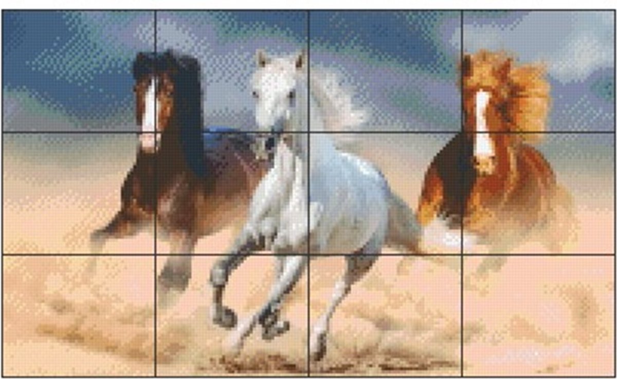 PIXELHOBBY 3 PAARDEN - 12PLATEN - 232MATJES