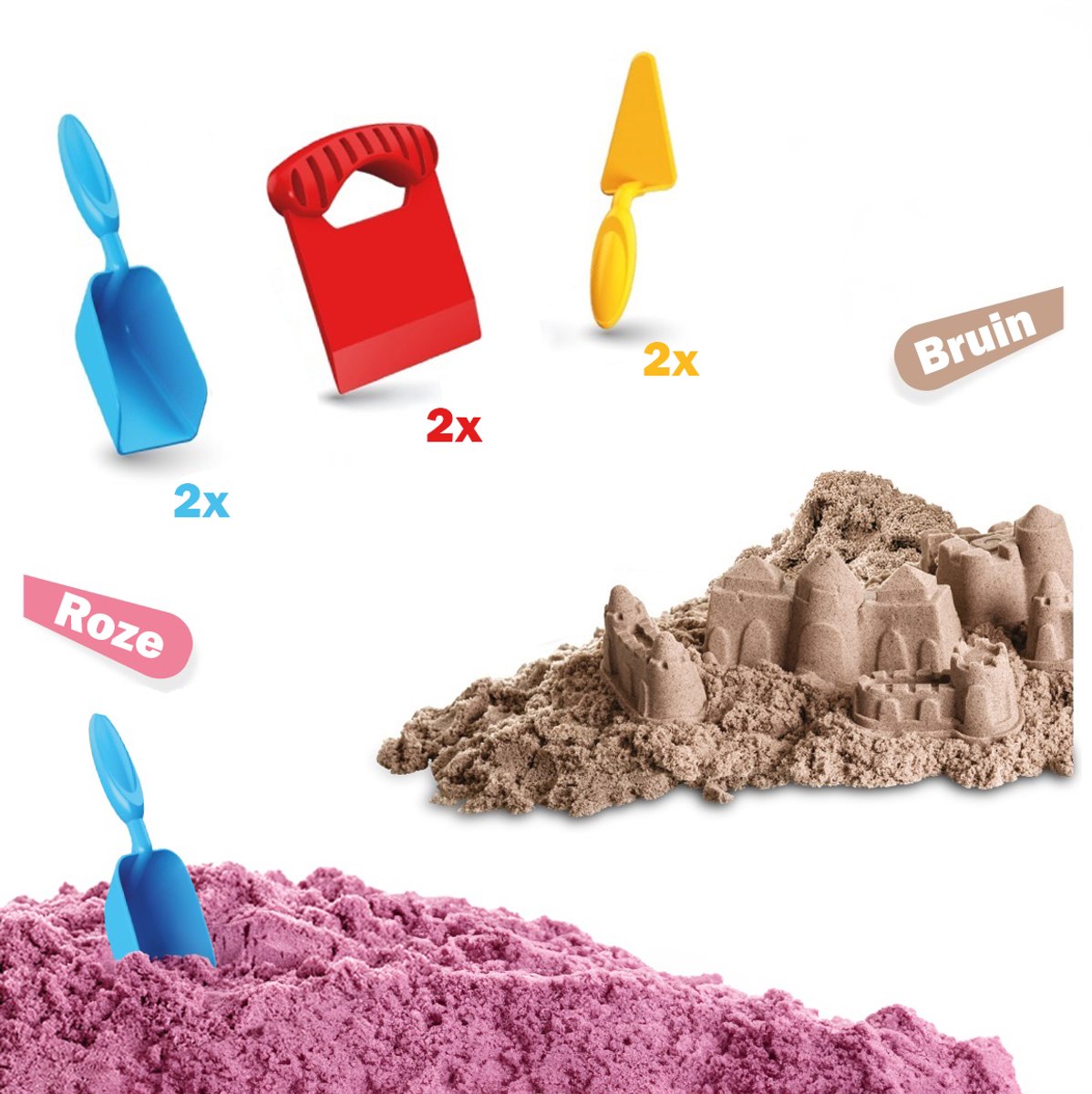 PLAY IT Speelzand 2 KG - Bruin & Roze - Speelzand