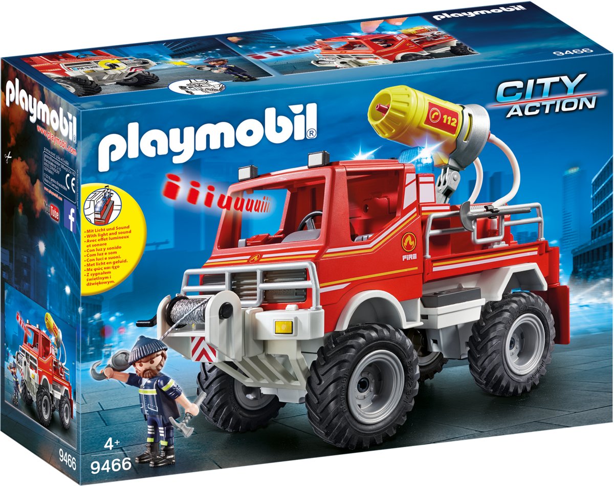 PLAYMOBIL Brandweer terreinwagen met waterkanon - 9466