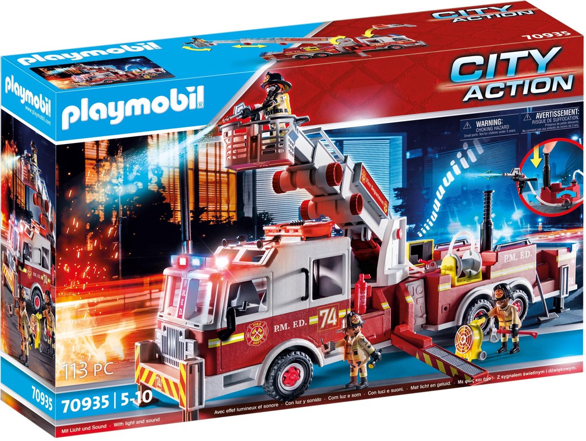 PLAYMOBIL City Action Brandweerwagen: US Tower Ladder - 70935