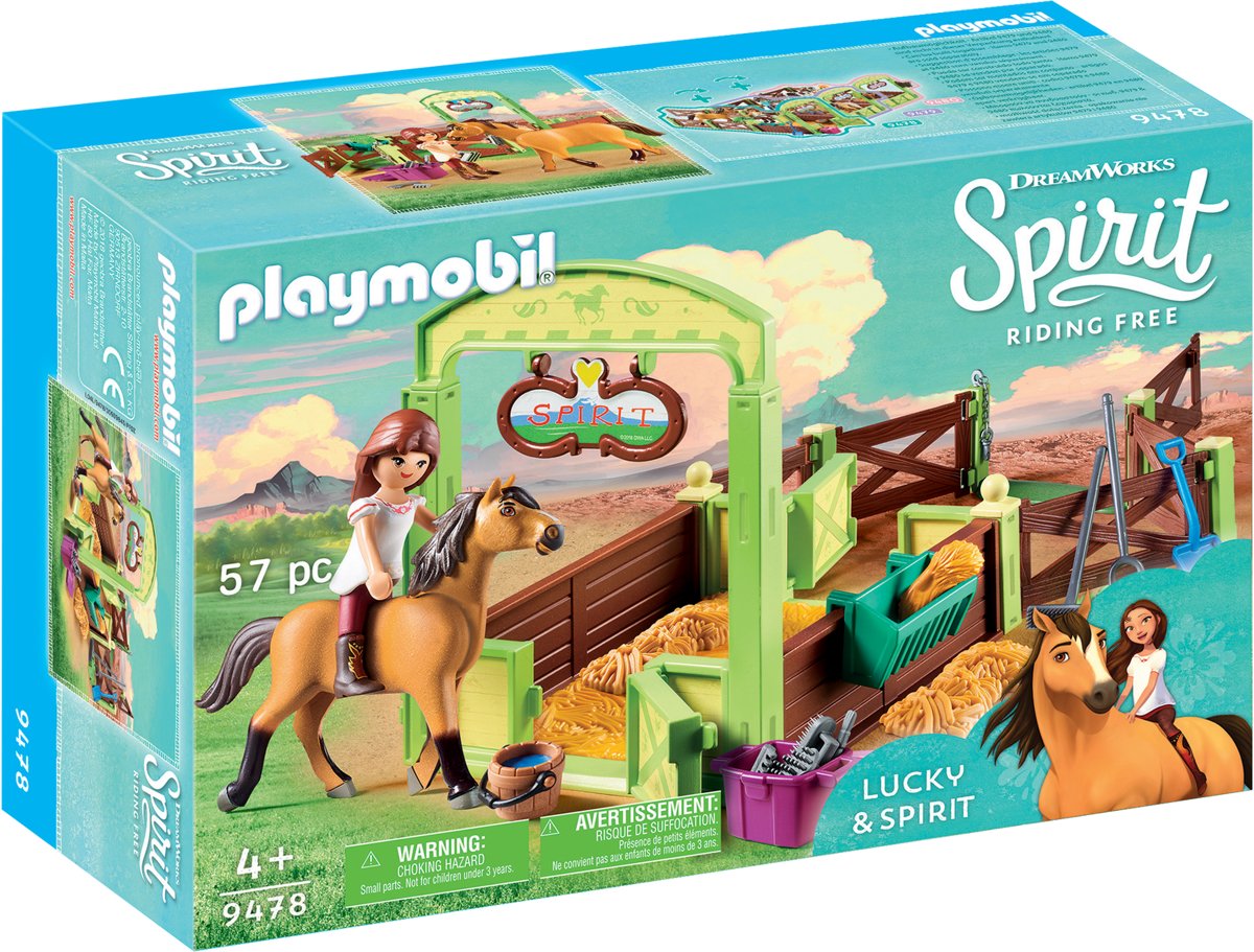 PLAYMOBIL Lucky & Spirit met paardenbox - 9478