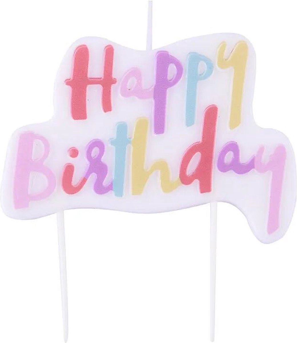PME - Kaars Taarttopper - Happy Birthday Pastelroze
