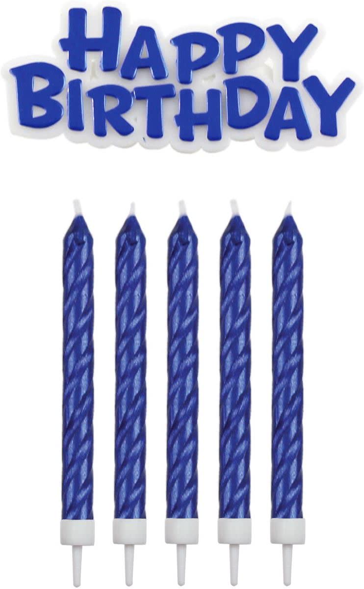 PME Verjaardagskaarsjes Happy Birthday Blauw pk/17