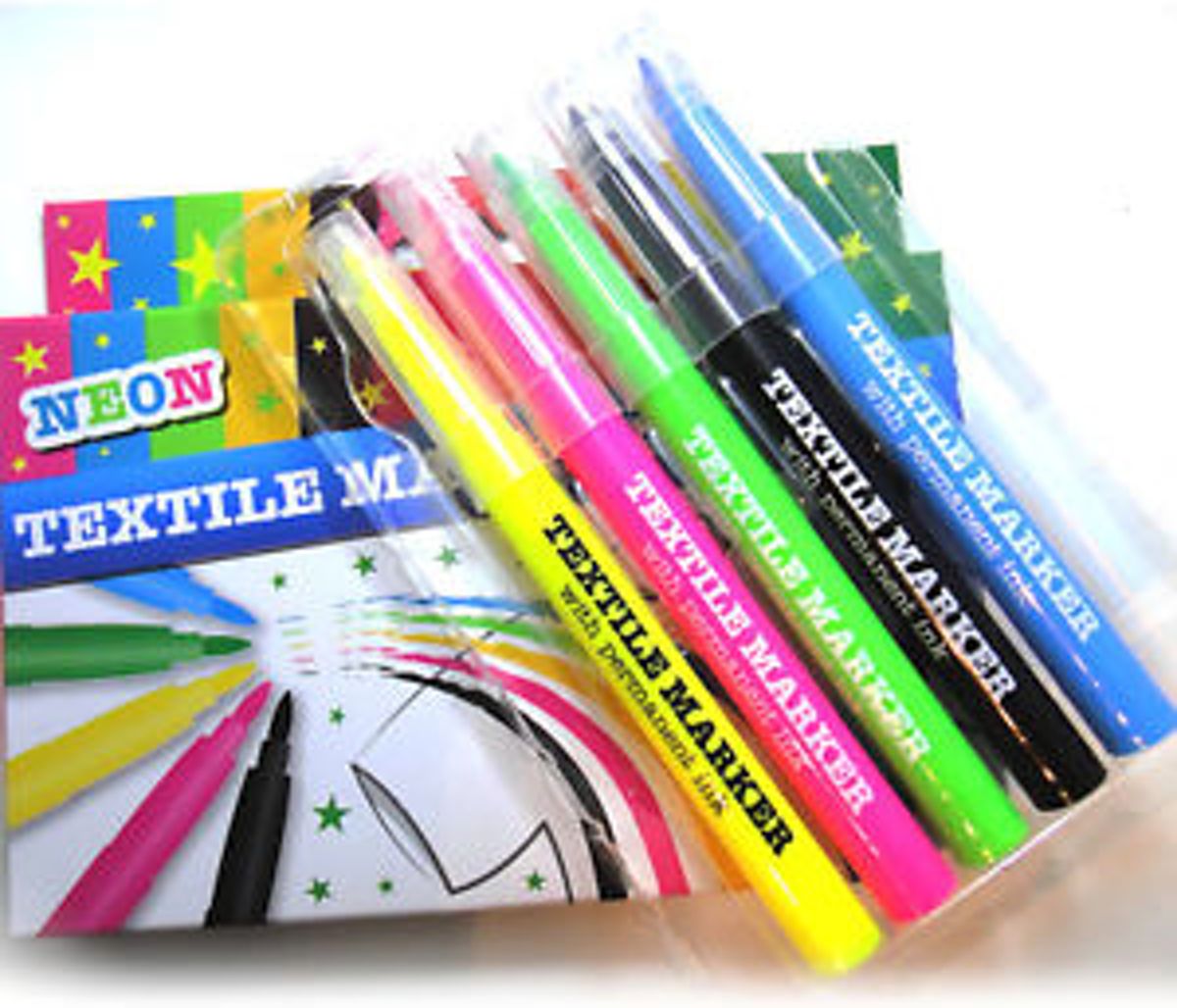 Neon Textile Markers 5 stuks