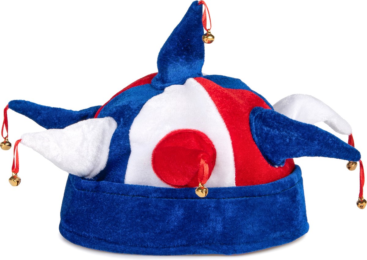 PTIT CLOWN - Driekleurige narrenhoed blauw wit rood