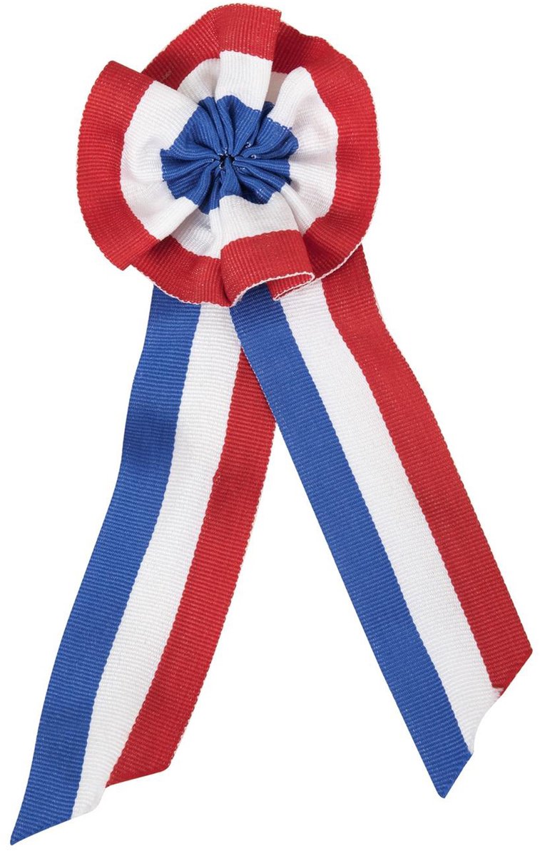 PTIT CLOWN - Driekleurige stoffen kokarde 8 x 20 cm