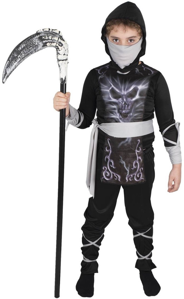 PTIT CLOWN - Skelet ninja kostuum voor kinderen - 128/140 (10-12 jaar)