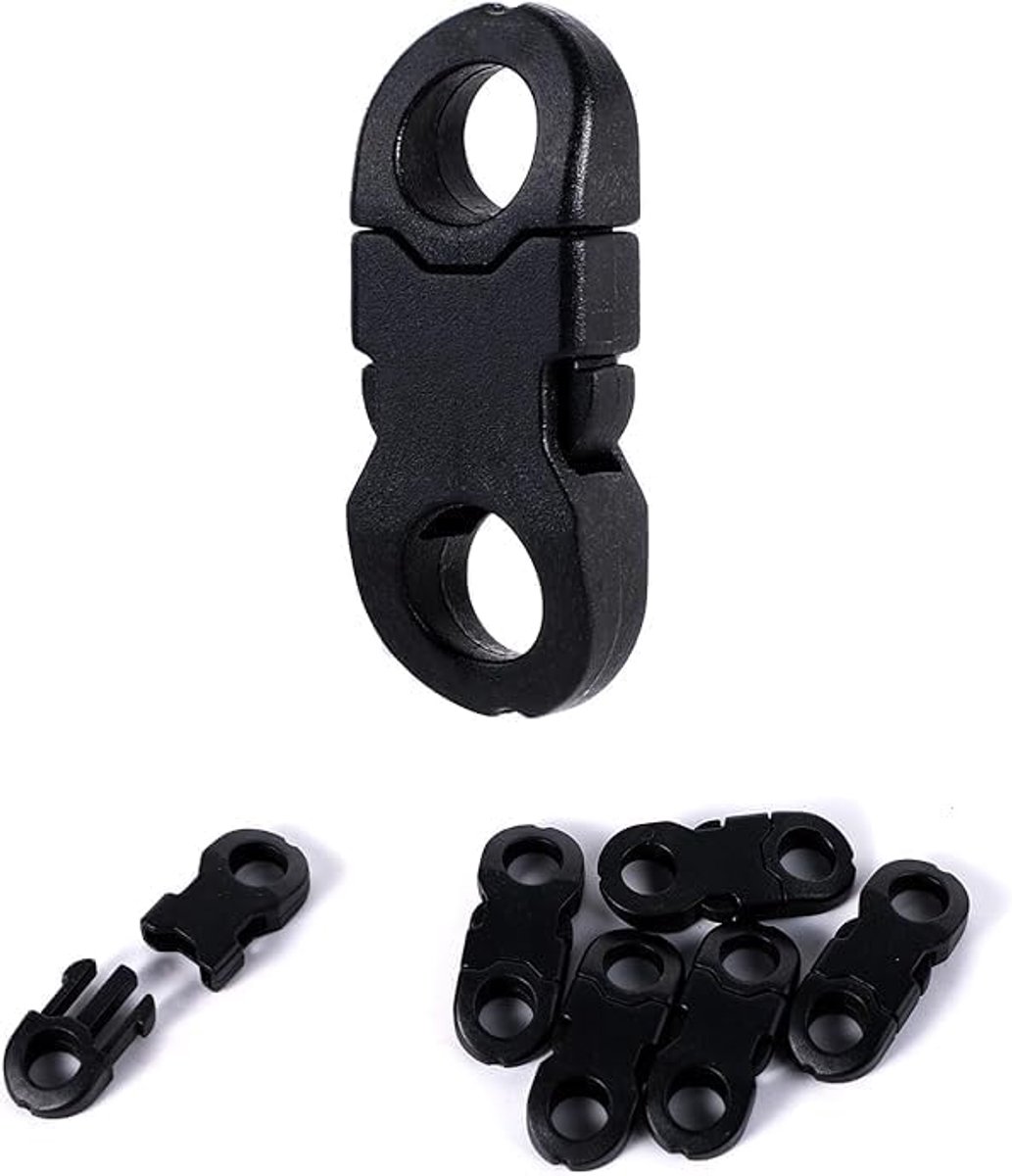 PULUZ - 30 stuks plastic snelsluitingen met een diameter van 6 mm - mini-veiligheidsgespen - voor doe-het-zelf paracord-armbanden - halsbanden voor huisdieren - zwart - medium