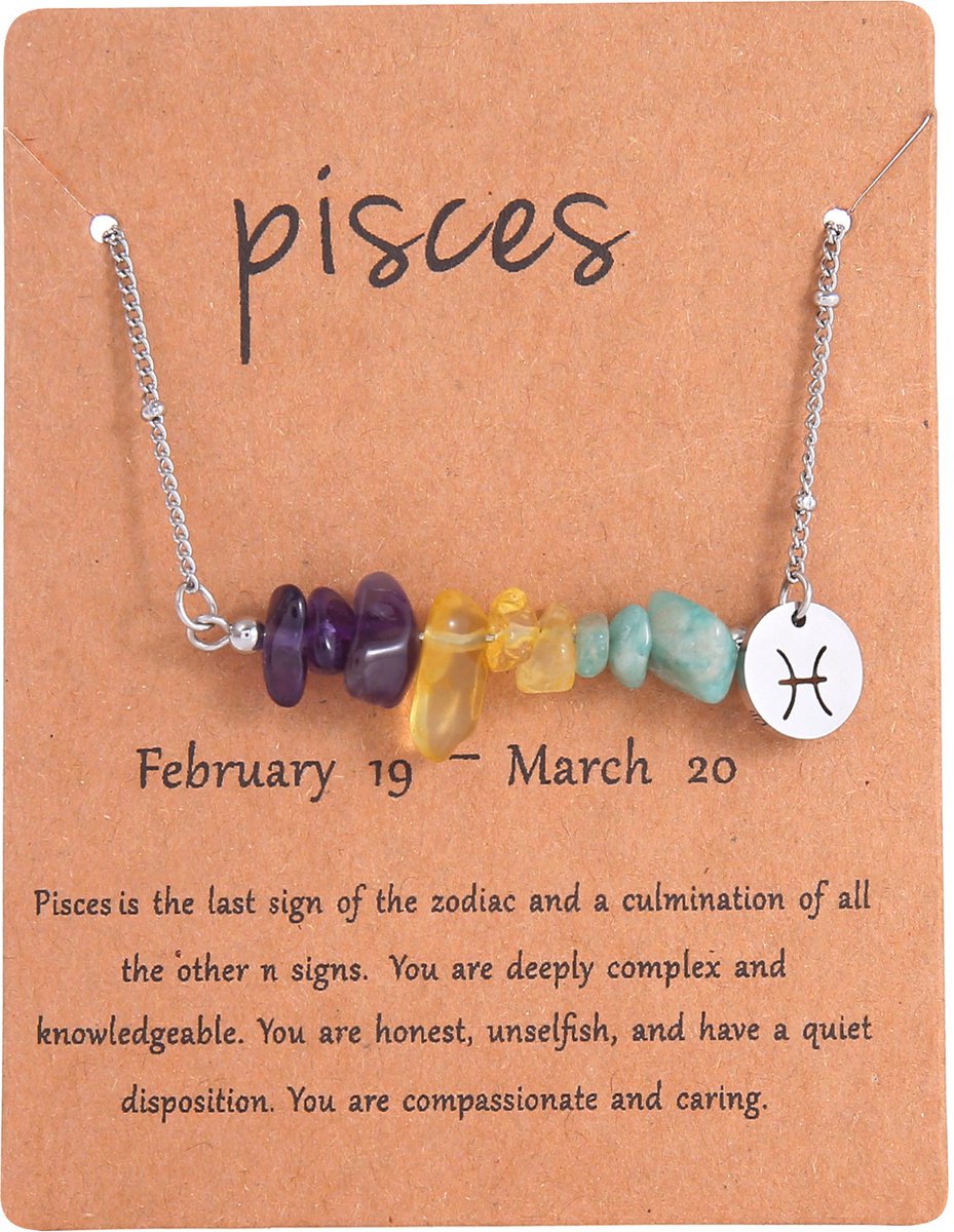 PULUZ 1 Stuk Sterrenbeeld Ketting - Vissen Onregelmatige Natural Stone Hanger - Roestvrij Staal Ketting - XS-04-SY