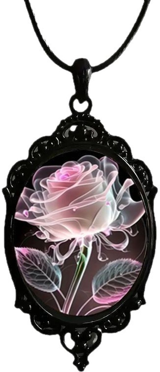 PULUZ 1 Stun Rozen Hanger Ketting Transparant Bloem Sieraad - Roze Glas Roos Design