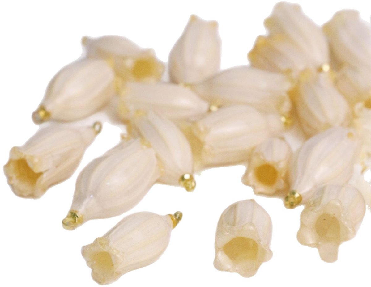 PULUZ 6-delige set - Halfafgewerkte bloemenjuwelen - wit geconserveerde bloemen, epoxyhars - Inclusief ophanghaakje, te gebruiken voor zelfgemaakte windgongkettingen en -armbanden