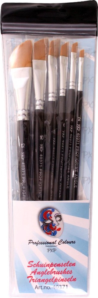   6 penselen Angle profigrime synthetic