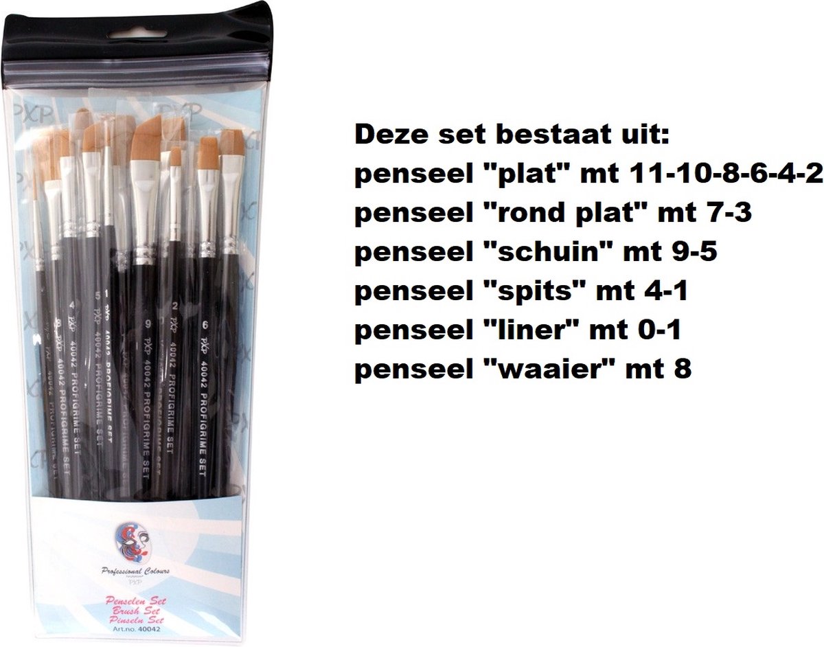   penselen set ass. profigrime - Penselenset - schmink penseel festival thema feest party