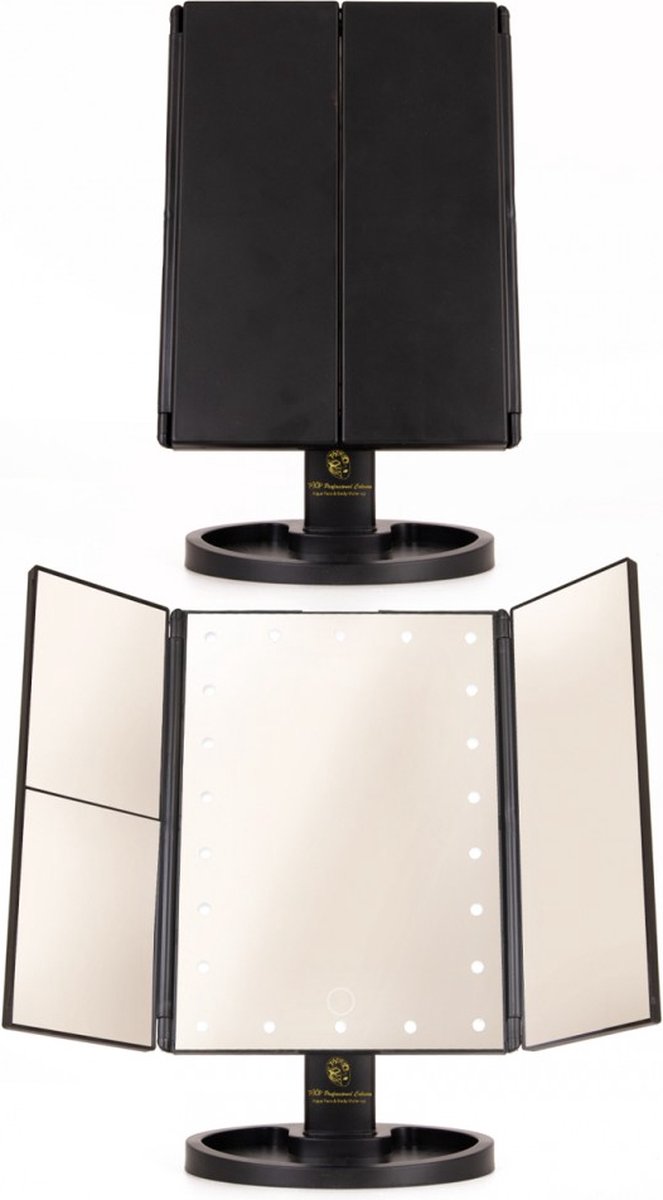 Schmink Spiegel drie-lui LED - 22 heldere LED lampjes - 2x en 3x vergroting - Schmink feest verjaardag thema feest