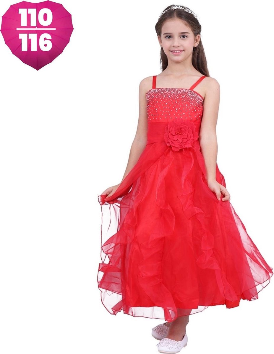 Communiejurk / Bruidsmeisjesjurk - Lisa - Rood -Maat 116/122