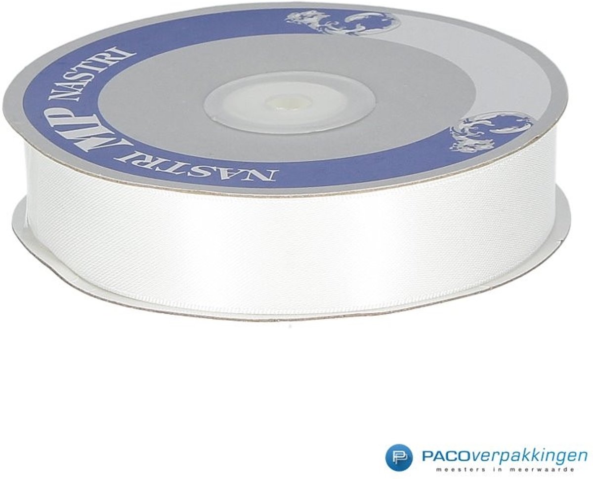 Satijn lint - Wit - 25 mm - Rol a 50 meter