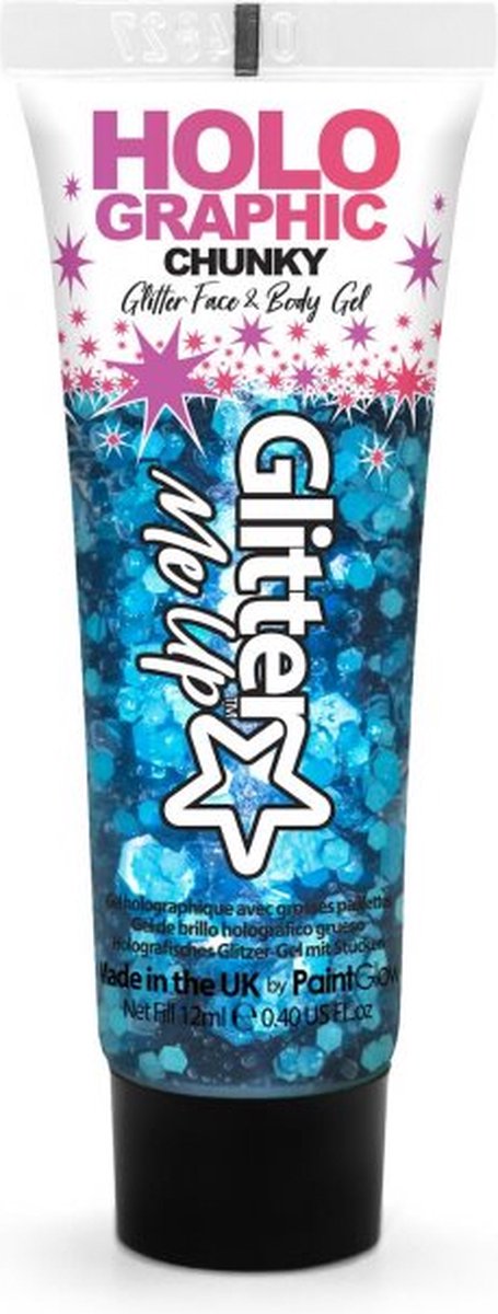Holographic Chunky Glitter Face & Body Gel Cosmic Blue