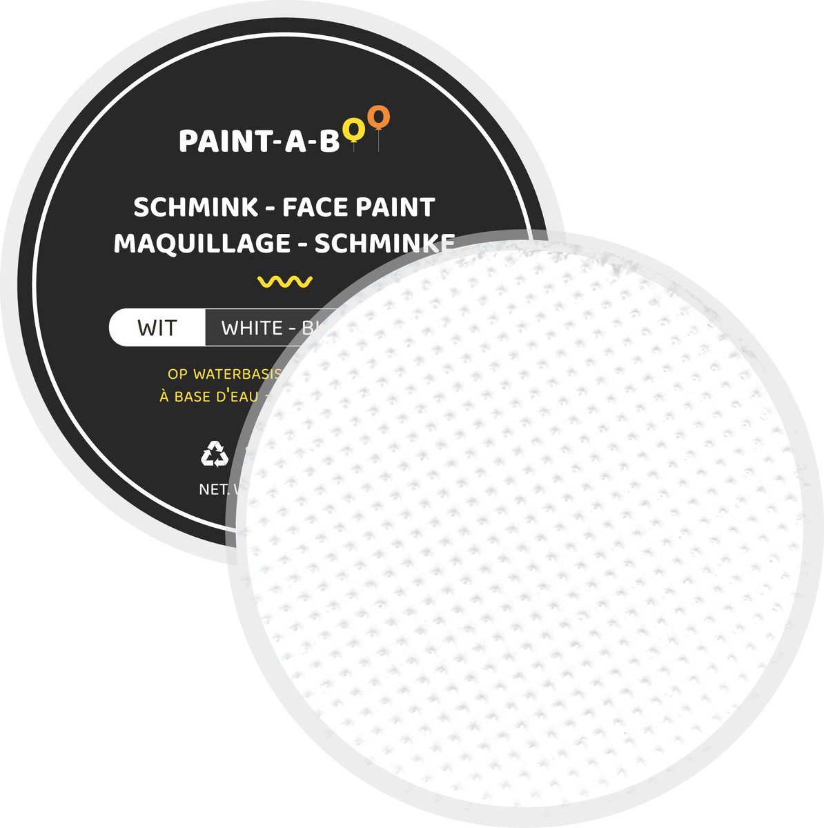 Paintaboo Schminkset Kinderen op Waterbasis – Met 30 Voorbeelden - Witte Schmink Voor 40 Gezichten – Incl. Spons – 40 gram - Halloween