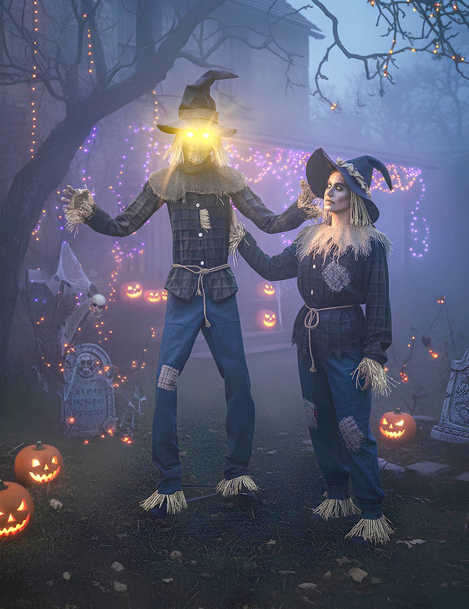 PALMER AGENCIES LTD - Geanimeerde decoratie Angstaanjagende vogelverschrikker met beweegbare armen, geluid en licht 2,05 m