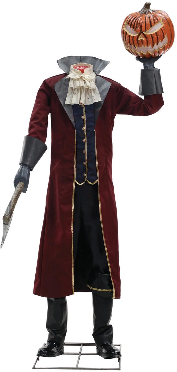 PALMER AGENCIES LTD - Geanimeerde ruiter zonder hoofd decoratie met oplichtende pompoenkop en beweegbare arm 2,15 m