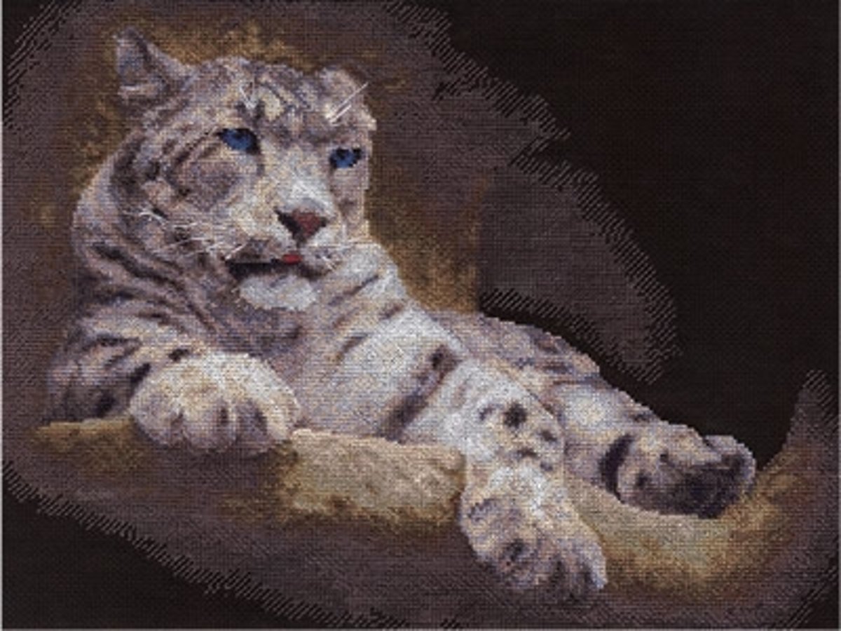 Borduurpakket  Snow Leopard met telpatroon PANNA