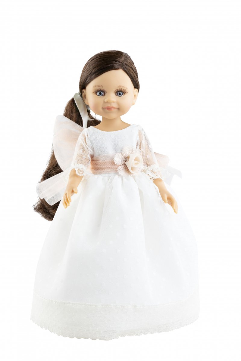 Paola Reina Pop Amigas Cleo trouw-/communiejurk (32 cm).